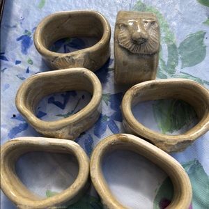 Unique Napkin rings with Lion   heads ceramic
